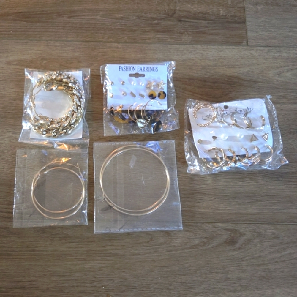 Gold Fashion Earrings Set Of 6 Packages NWT
